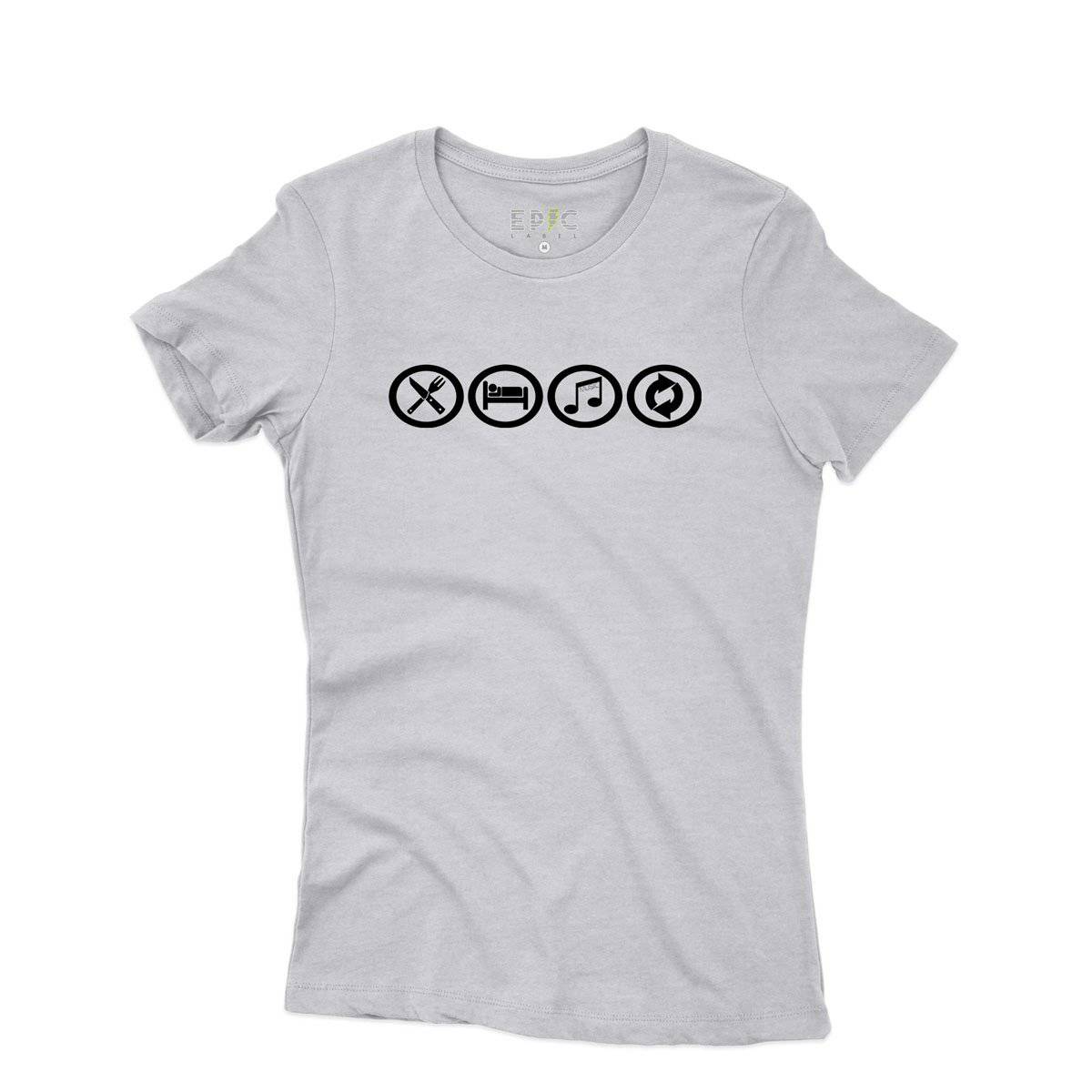 Epic Label Tshirt Eat Sleep Music Repeat T-Shirt Pour Femme