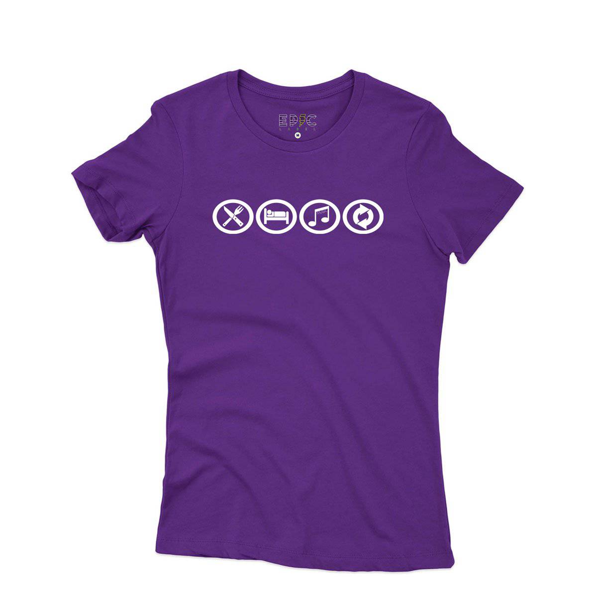 Epic Label Tshirt Eat Sleep Music Repeat T-Shirt Pour Femme