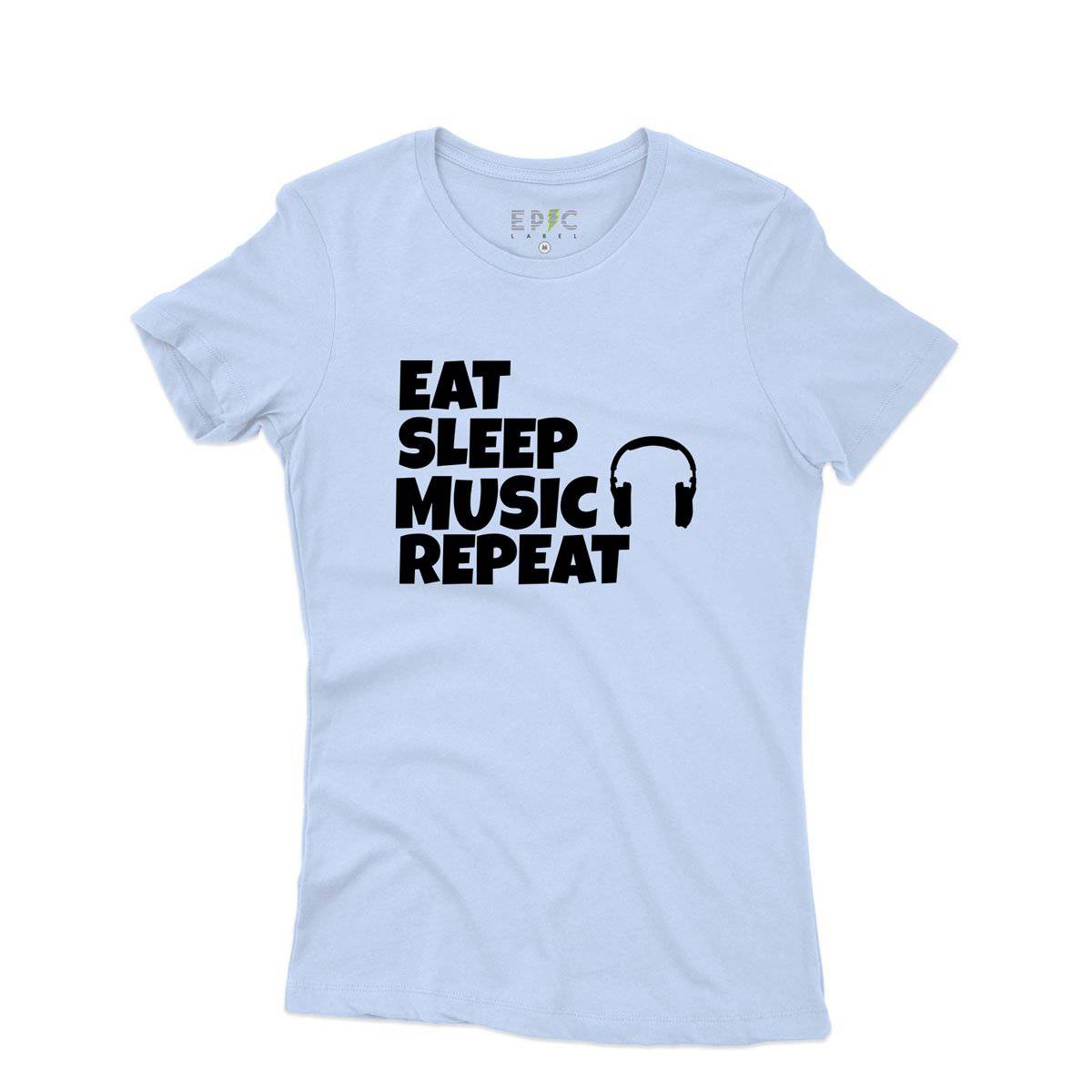 Epic Label Tshirt Eat Sleep Music Repeat T-Shirt Pour Femme