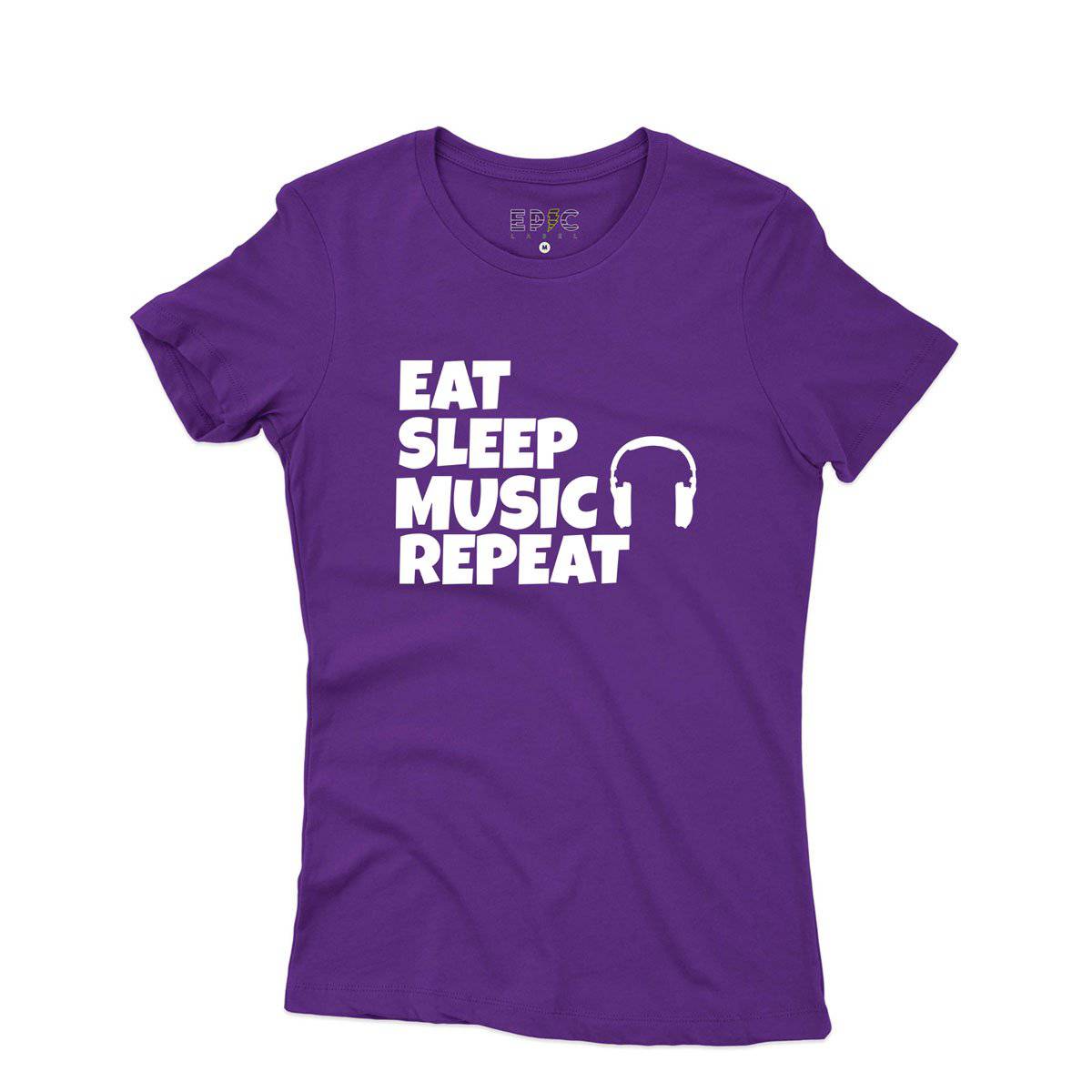 Epic Label Tshirt Eat Sleep Music Repeat T-Shirt Pour Femme
