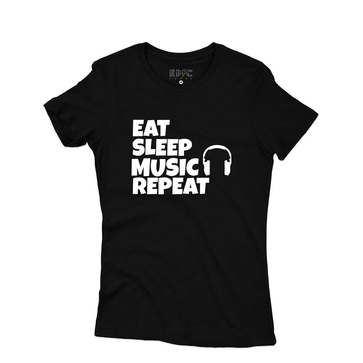 Epic Label Tshirt Eat Sleep Music Repeat T-Shirt Pour Femme