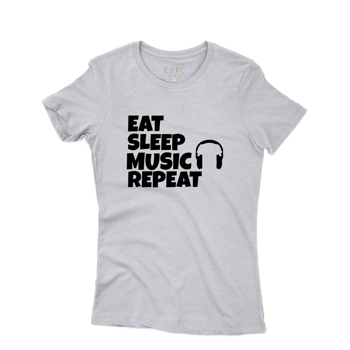 Epic Label Tshirt Eat Sleep Music Repeat T-Shirt Pour Femme