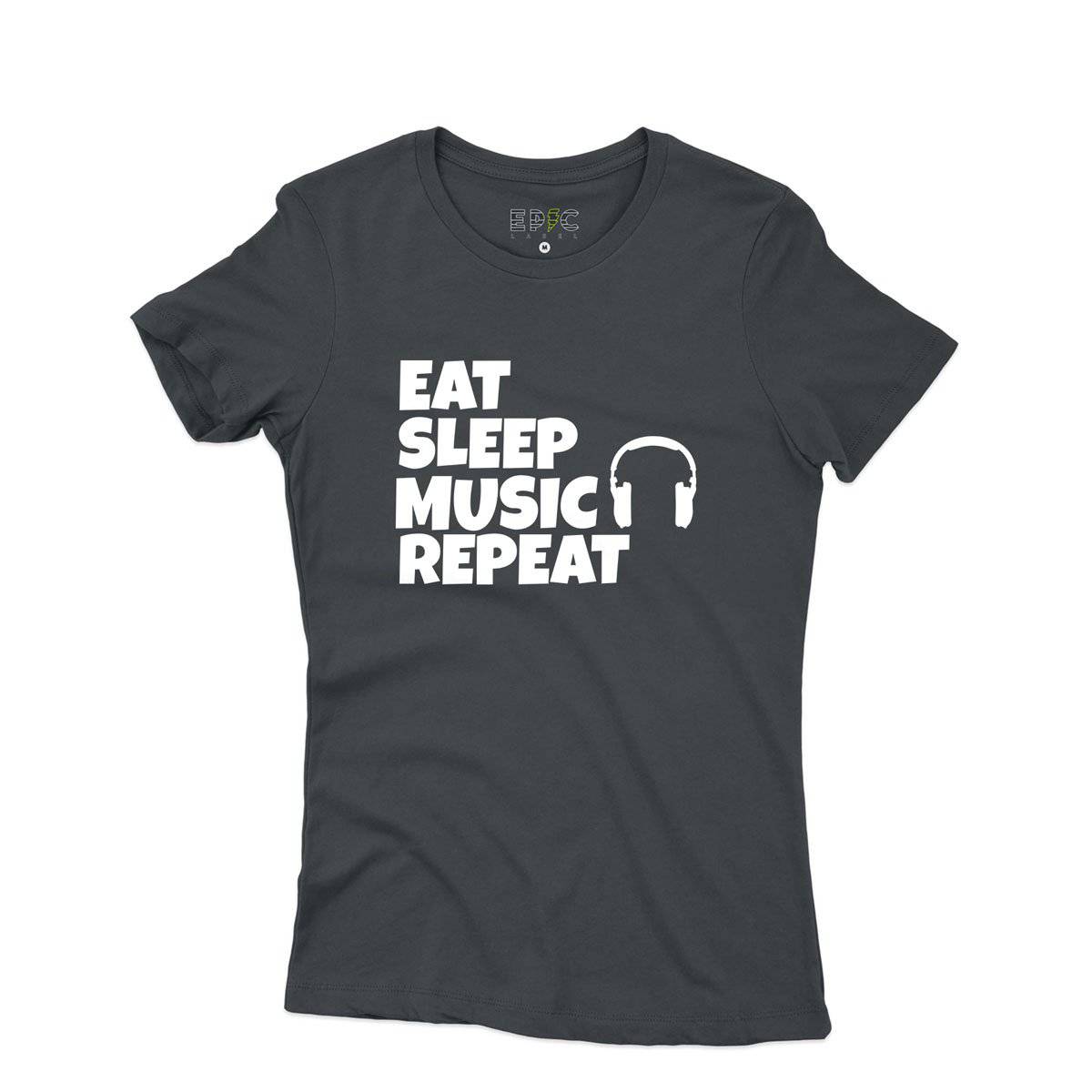 Epic Label Tshirt Eat Sleep Music Repeat T-Shirt Pour Femme