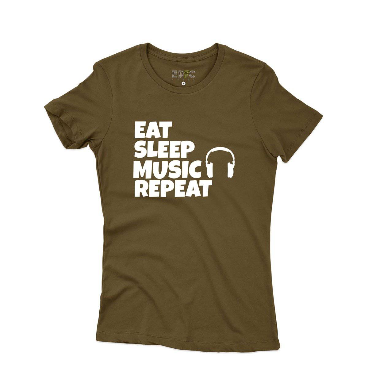 Epic Label Tshirt Eat Sleep Music Repeat T-Shirt Pour Femme