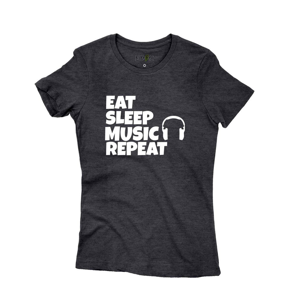 Epic Label Tshirt Eat Sleep Music Repeat T-Shirt Pour Femme
