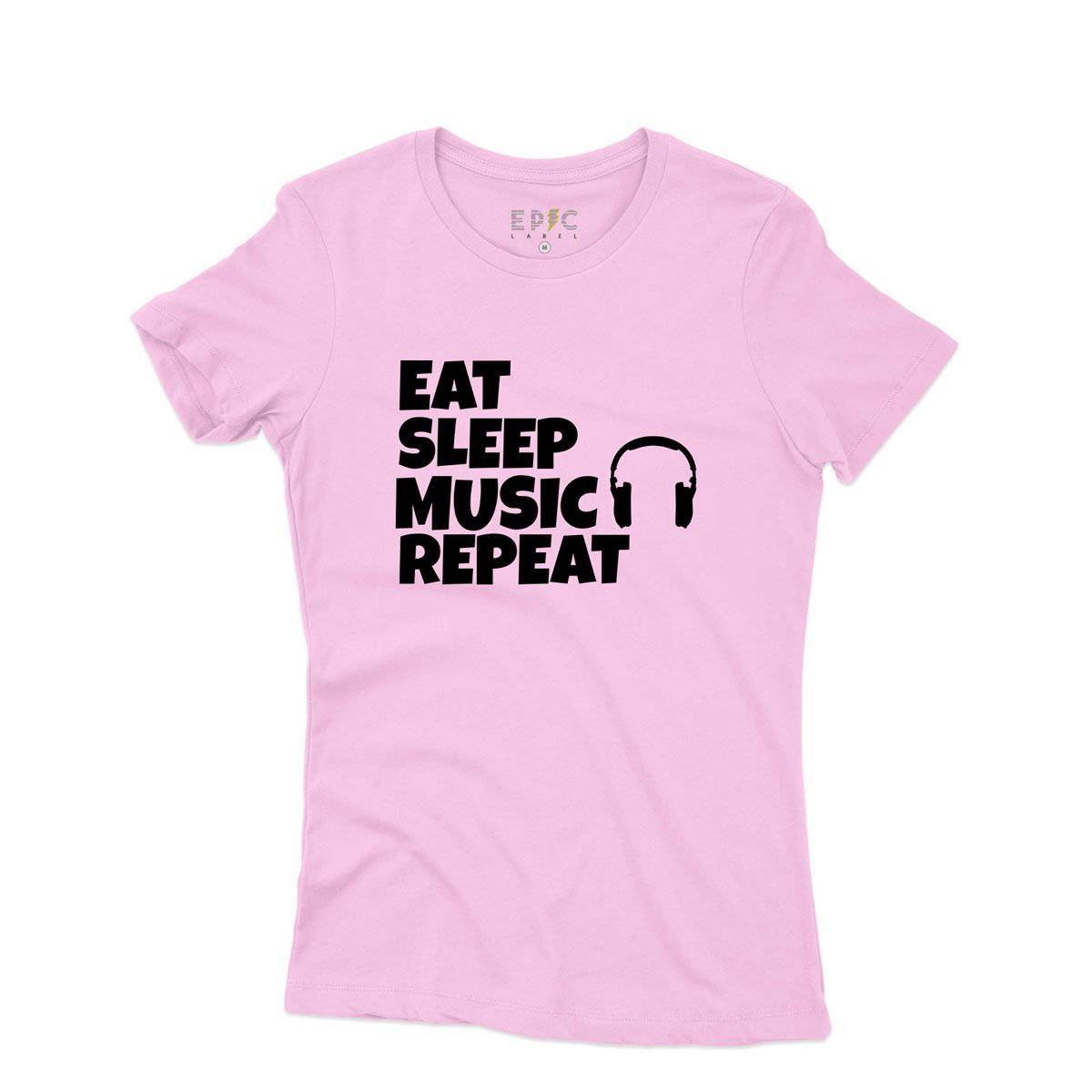Epic Label Tshirt Eat Sleep Music Repeat T-Shirt Pour Femme