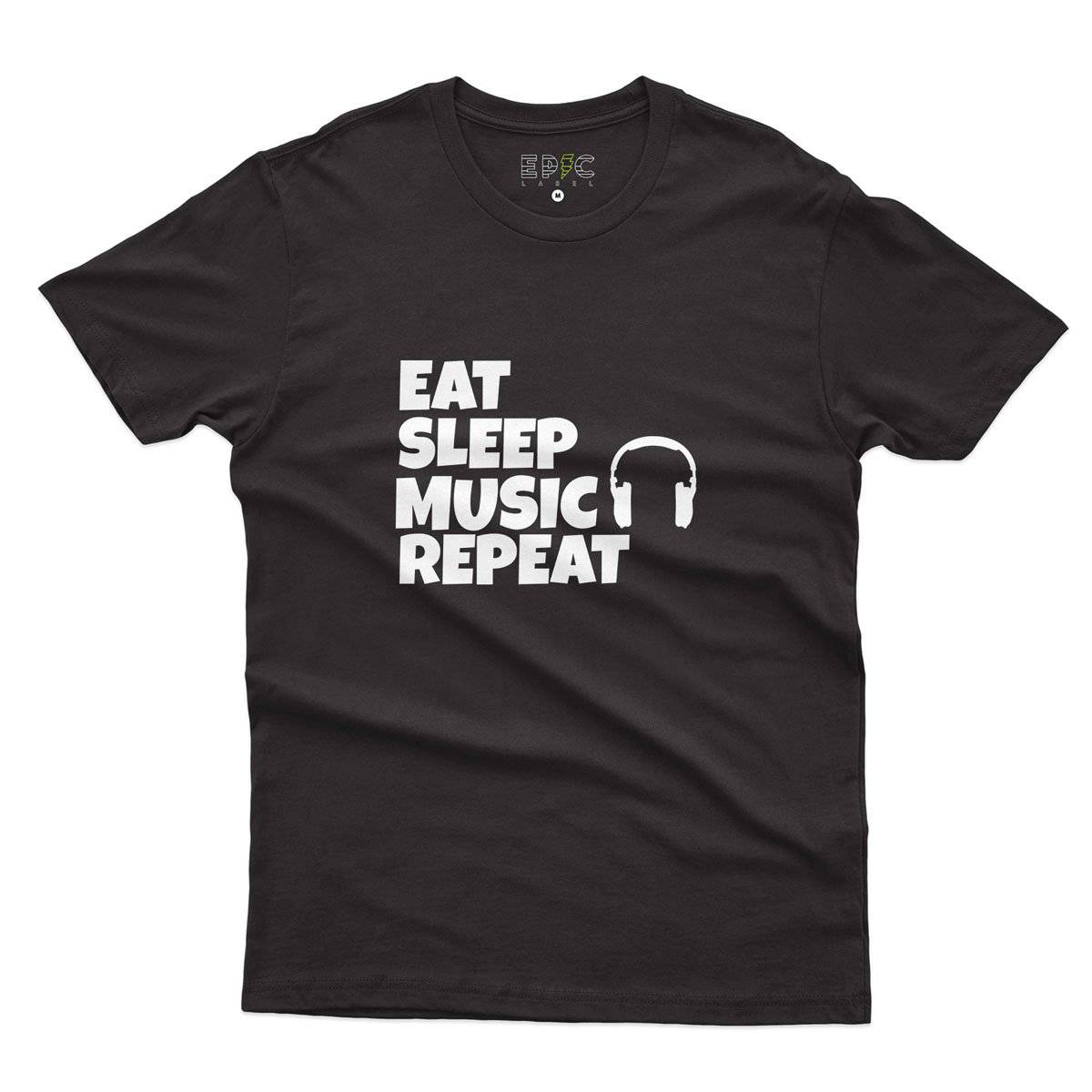 Epic Label Tshirt Eat Sleep Music Repeat T-Shirt Pour Homme