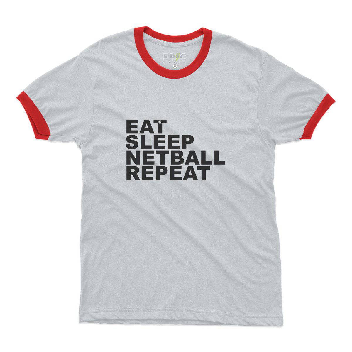Epic Label Tshirt Eat Sleep Netball Repeat Ringer T-Shirt Pour Homme