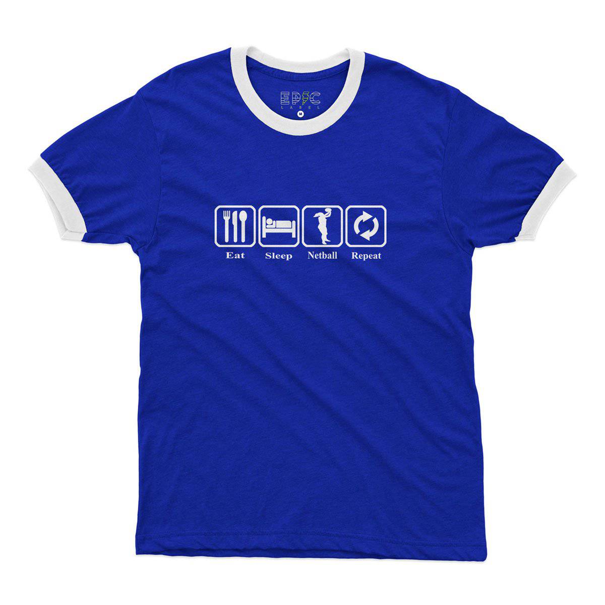 Epic Label Tshirt Eat Sleep Netball Repeat Ringer T-Shirt Pour Homme