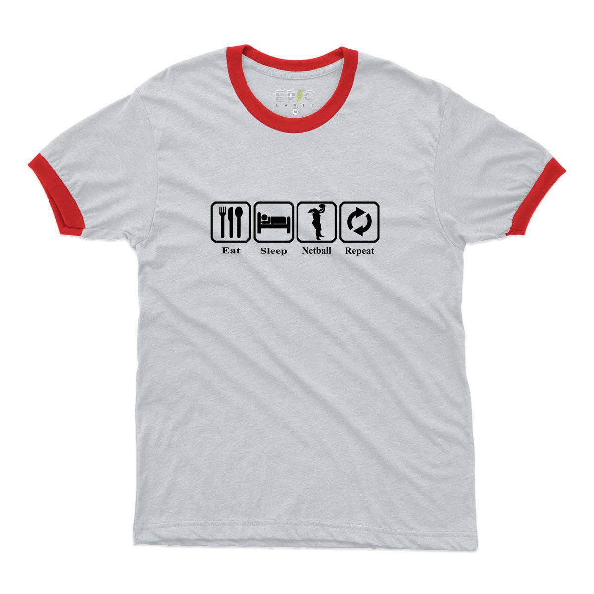 Epic Label Tshirt Eat Sleep Netball Repeat Ringer T-Shirt Pour Homme