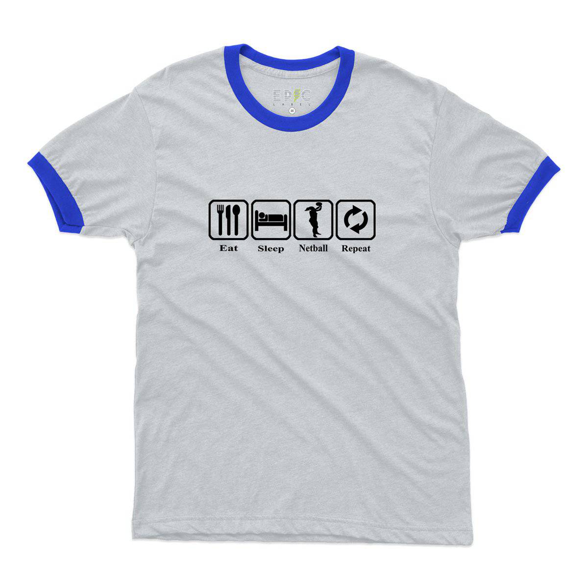 Epic Label Tshirt Eat Sleep Netball Repeat Ringer T-Shirt Pour Homme