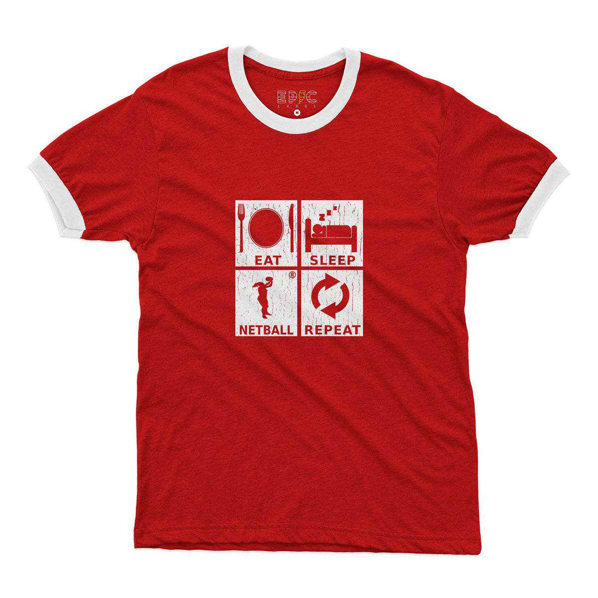 Epic Label Tshirt Eat Sleep Netball Repeat Ringer T-Shirt Pour Homme