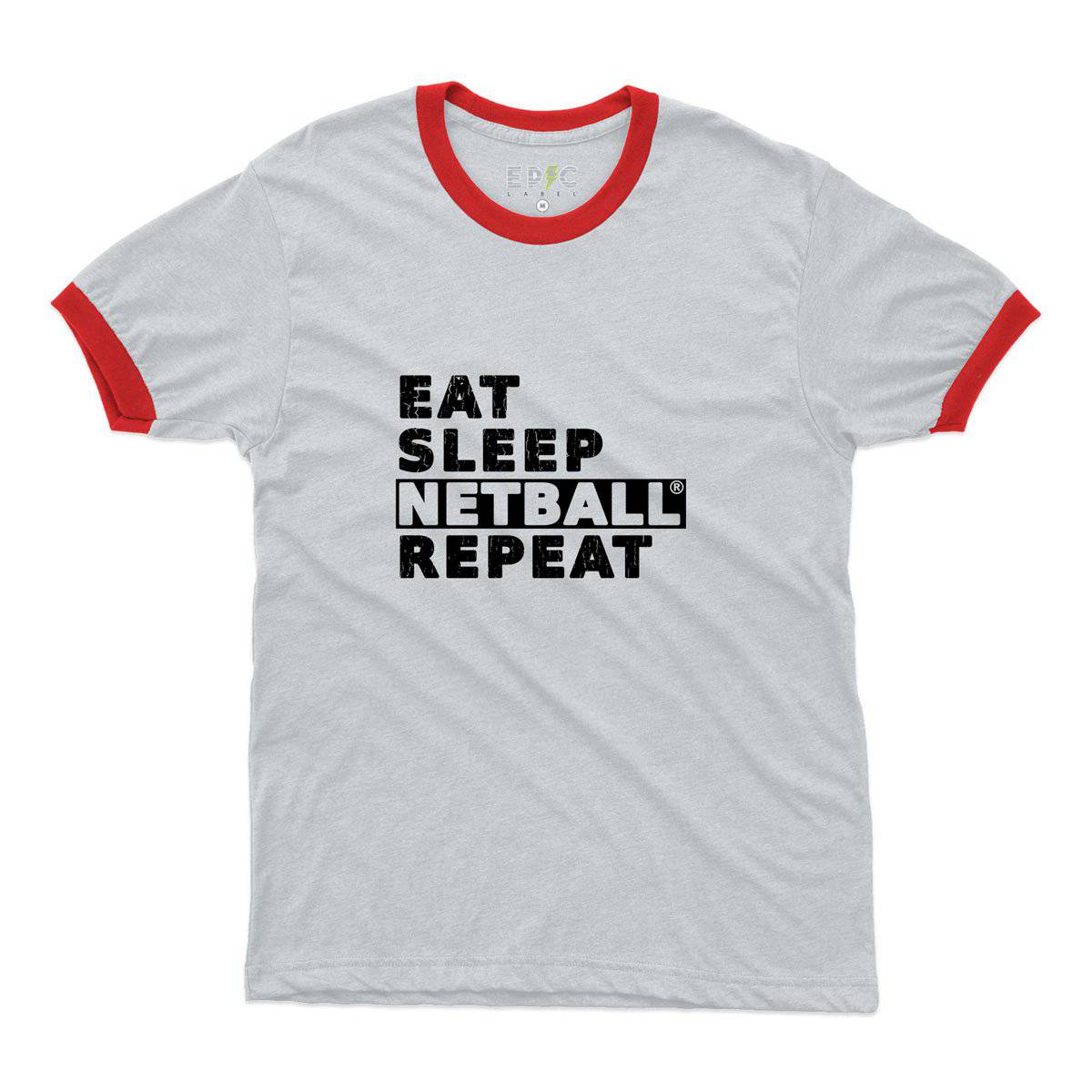 Epic Label Tshirt Eat Sleep Netball Repeat Ringer T-Shirt Pour Homme