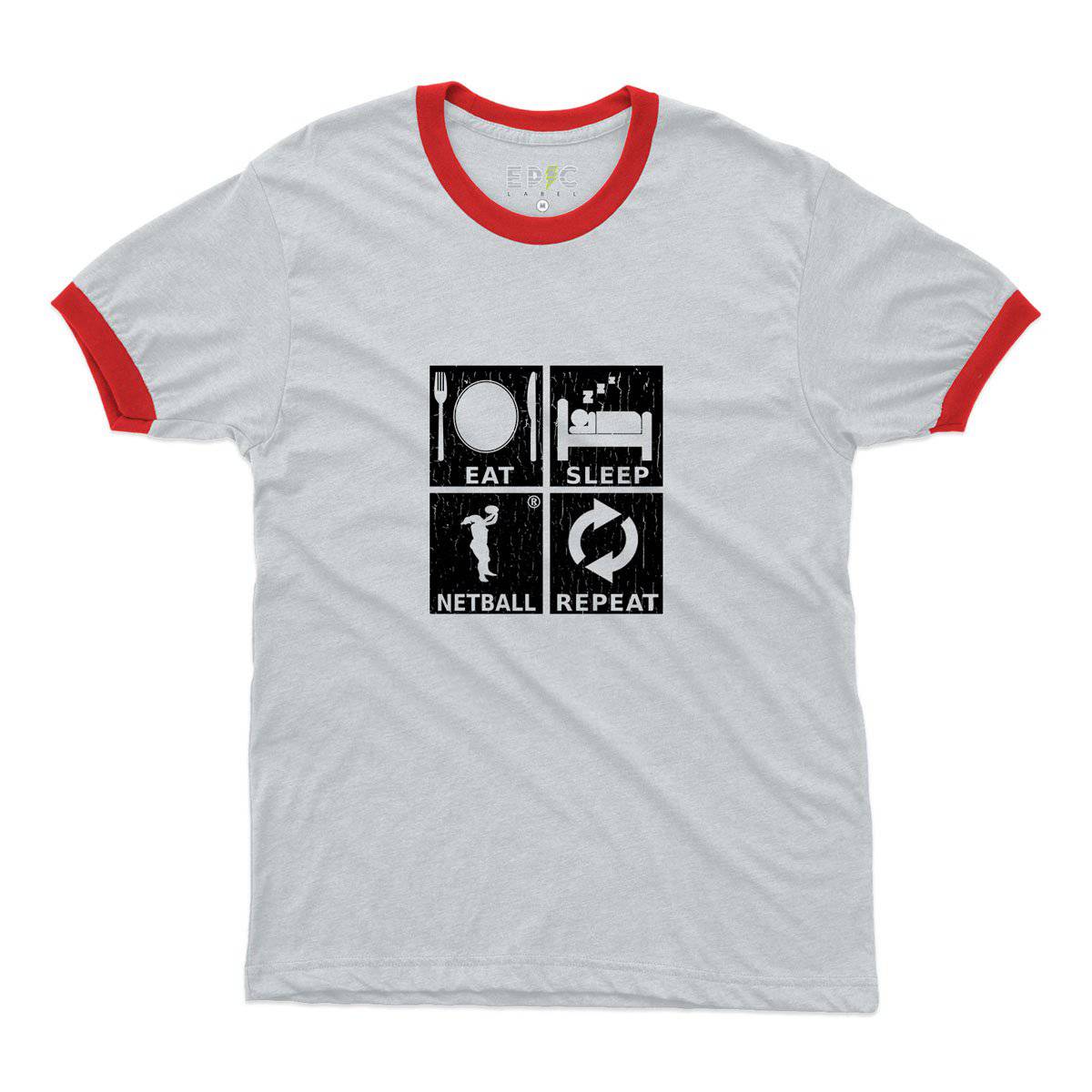 Epic Label Tshirt Eat Sleep Netball Repeat Ringer T-Shirt Pour Homme