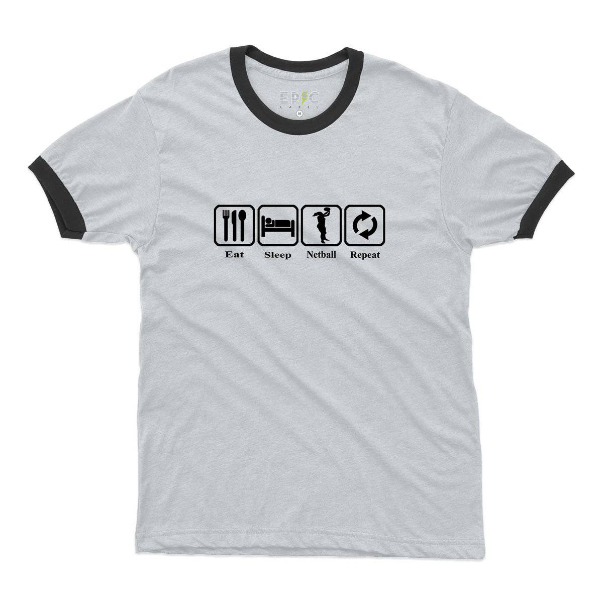 Epic Label Tshirt Eat Sleep Netball Repeat Ringer T-Shirt Pour Homme