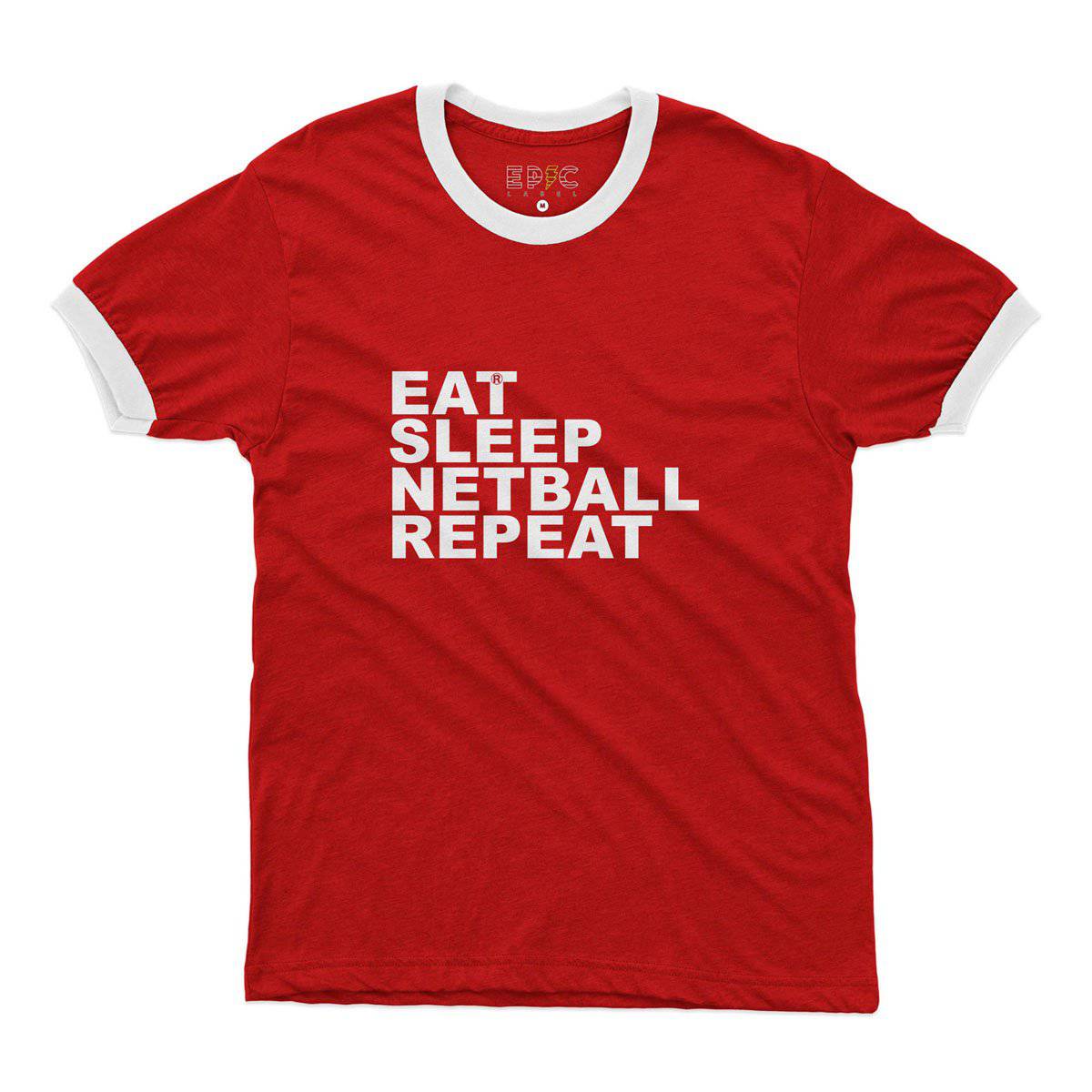 Epic Label Tshirt Eat Sleep Netball Repeat Ringer T-Shirt Pour Homme