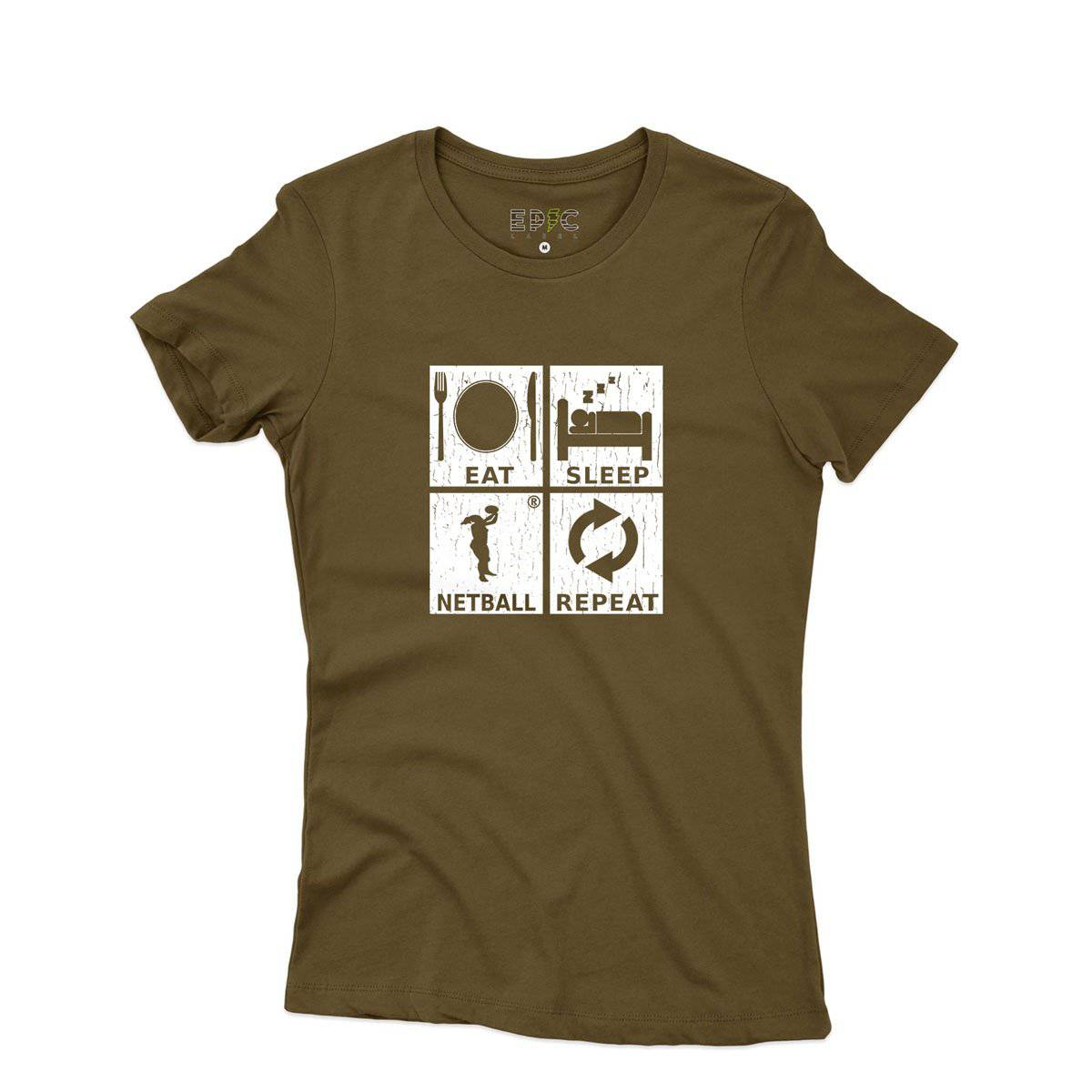 Epic Label Tshirt Eat Sleep Netball Repeat T-Shirt Pour Femme