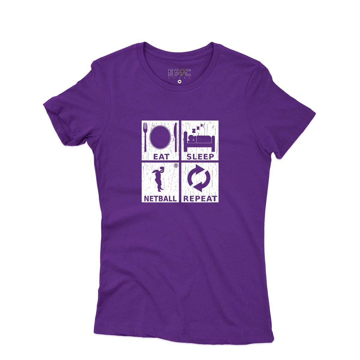 Epic Label Tshirt Eat Sleep Netball Repeat T-Shirt Pour Femme
