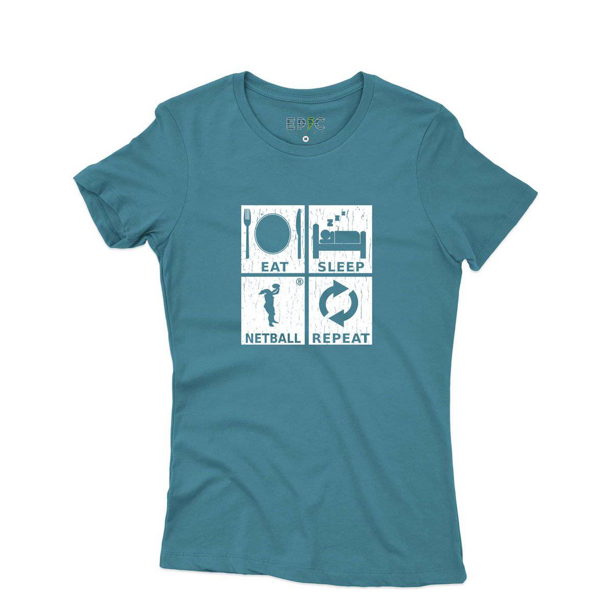 Epic Label Tshirt Eat Sleep Netball Repeat T-Shirt Pour Femme
