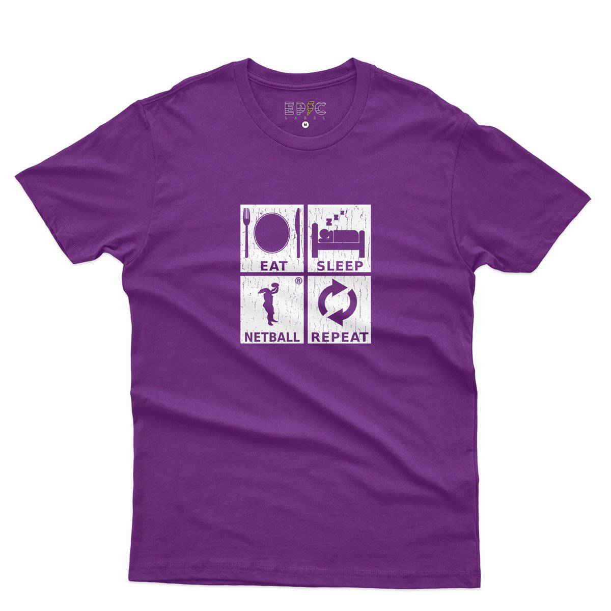 Epic Label Tshirt Eat Sleep Netball Repeat T-Shirt Pour Homme