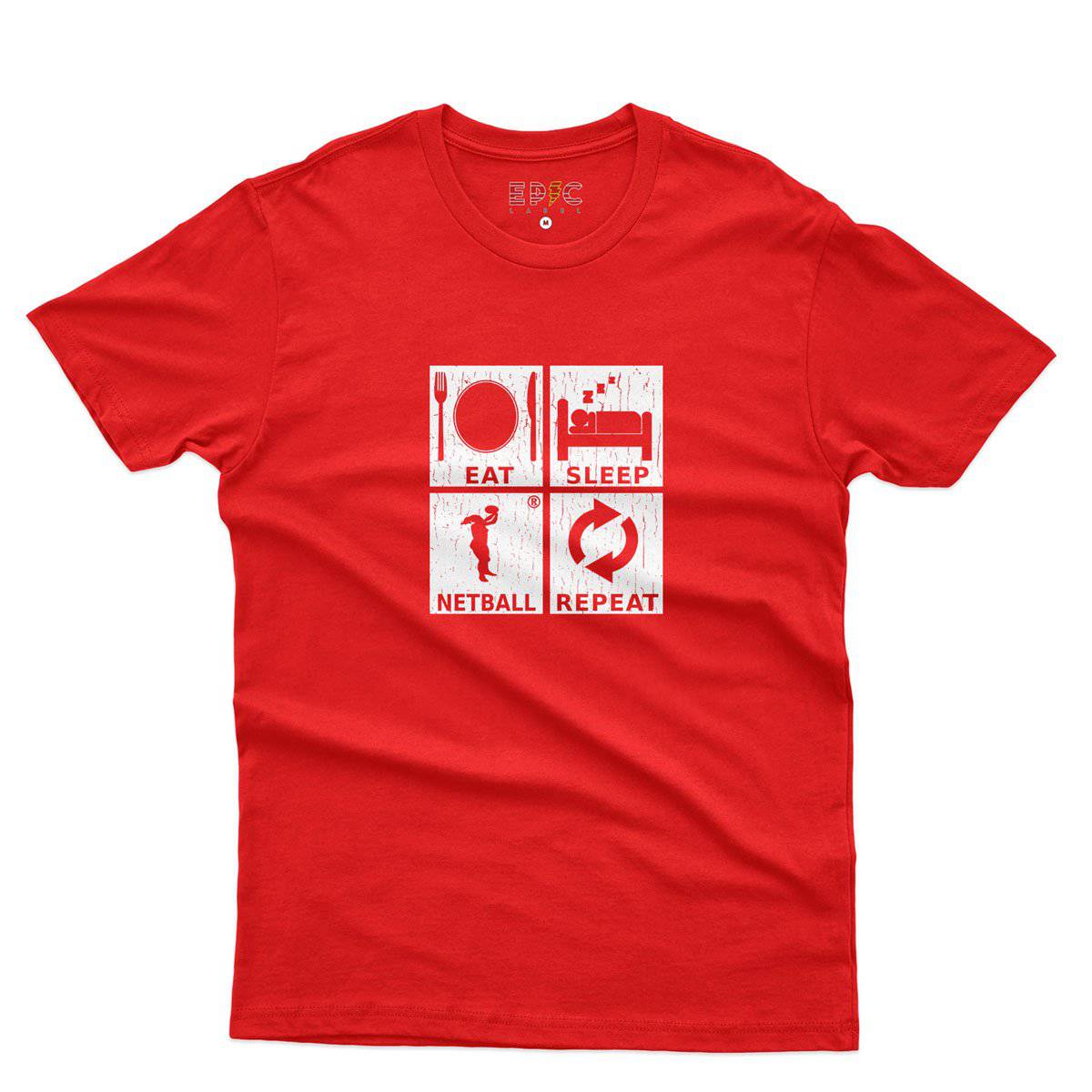 Epic Label Tshirt Eat Sleep Netball Repeat T-Shirt Pour Homme