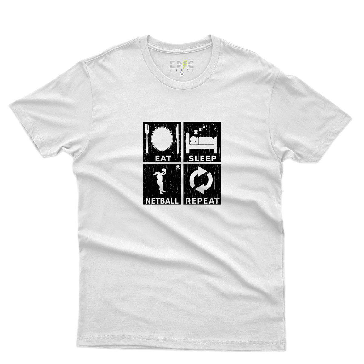Epic Label Tshirt Eat Sleep Netball Repeat T-Shirt Pour Homme