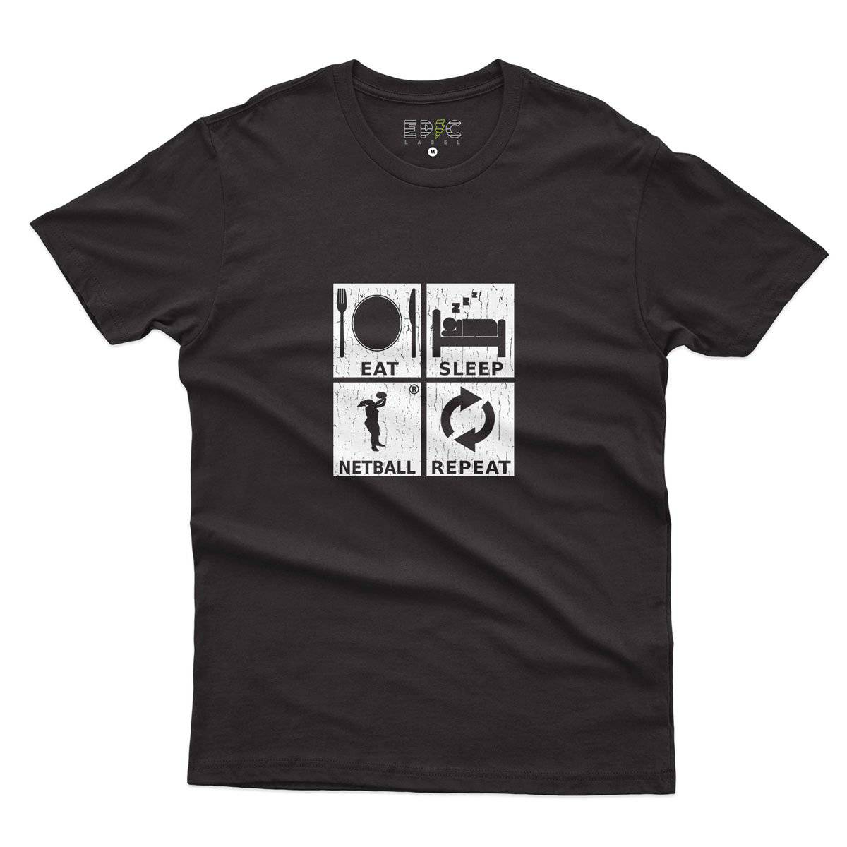 Epic Label Tshirt Eat Sleep Netball Repeat T-Shirt Pour Homme