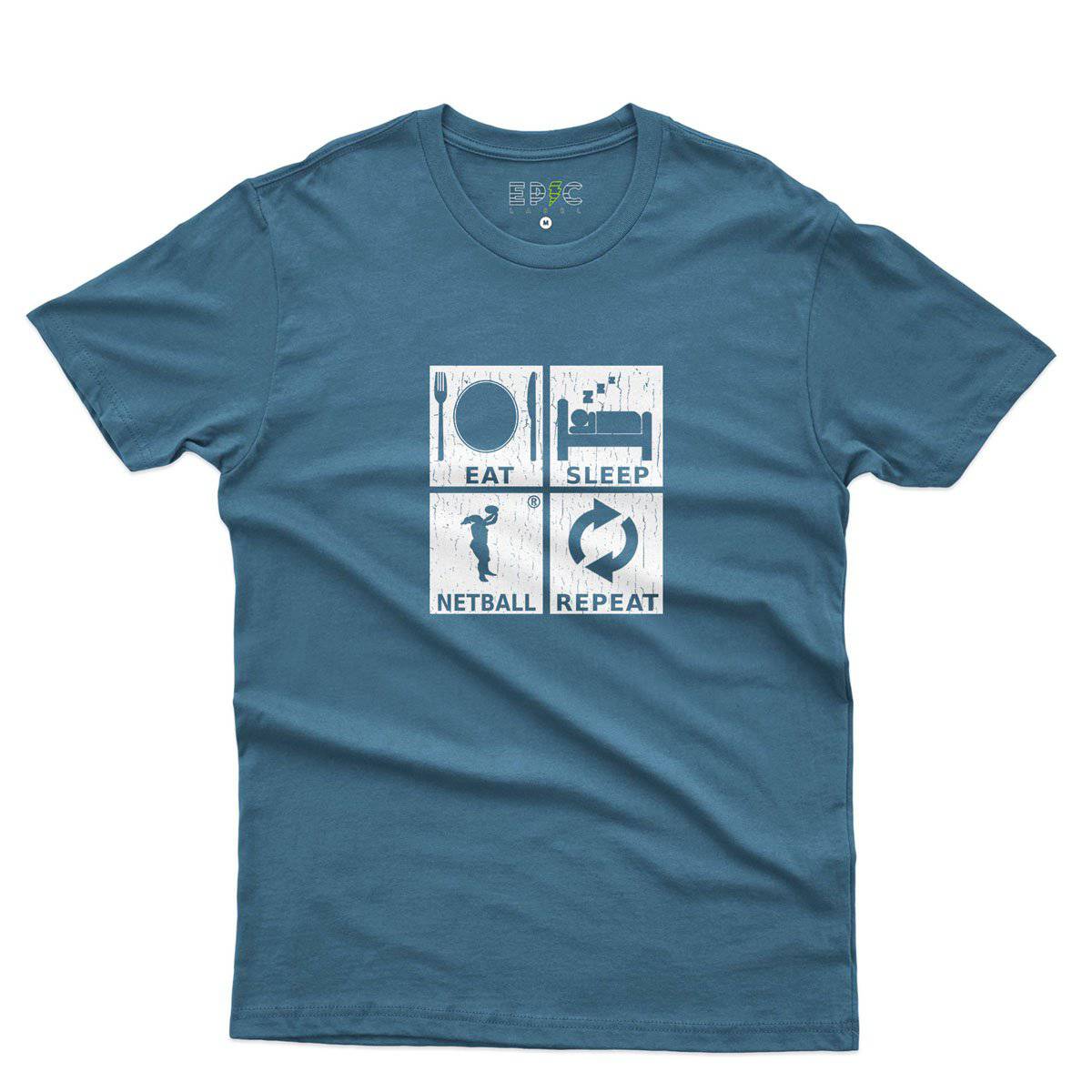 Epic Label Tshirt Eat Sleep Netball Repeat T-Shirt Pour Homme