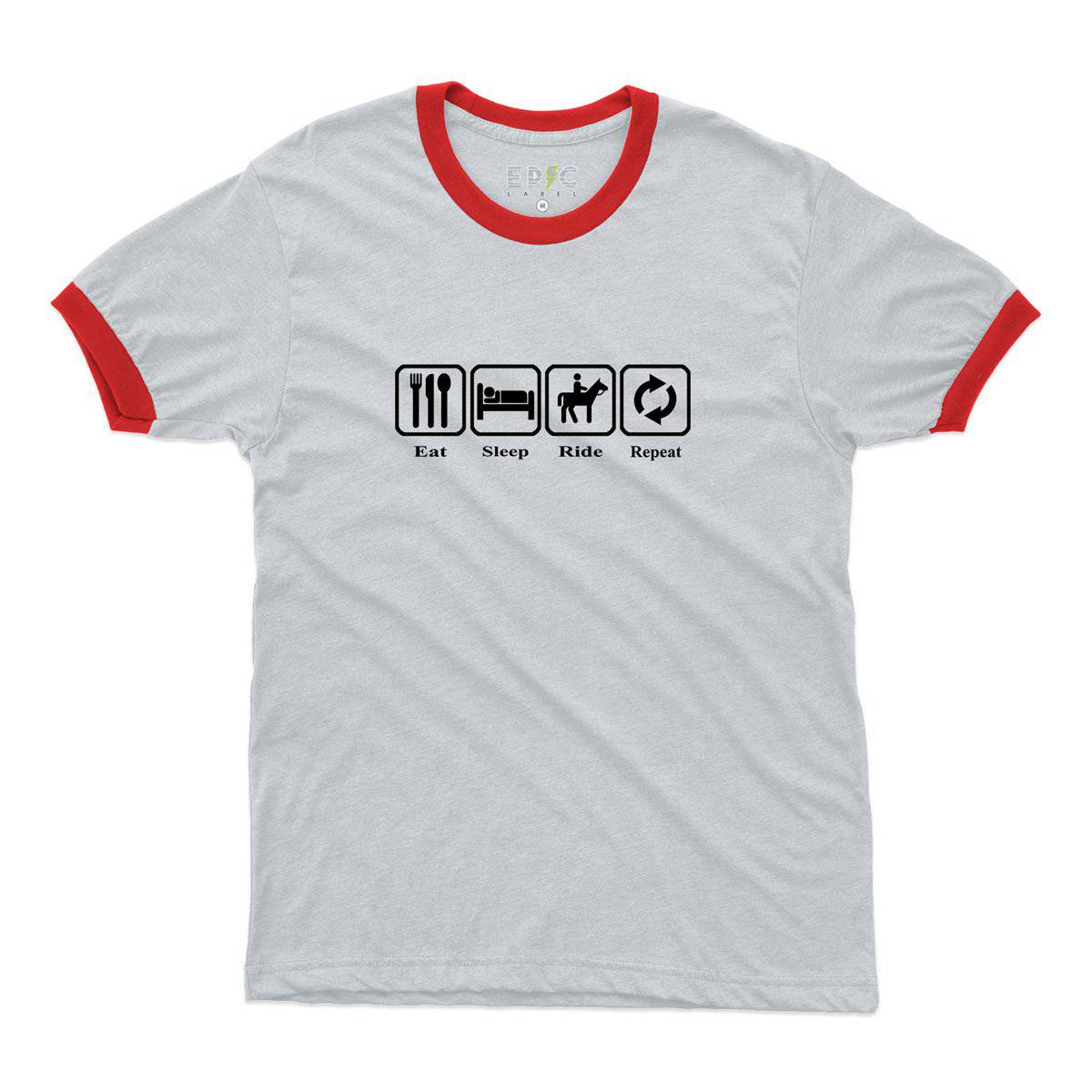 Epic Label Tshirt Eat Sleep Ride Repeat Ringer T-Shirt Pour Homme