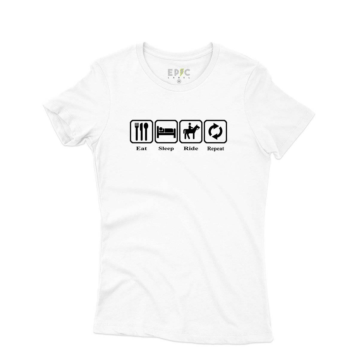 Epic Label Tshirt Eat Sleep Ride Repeat T-Shirt Pour Femme