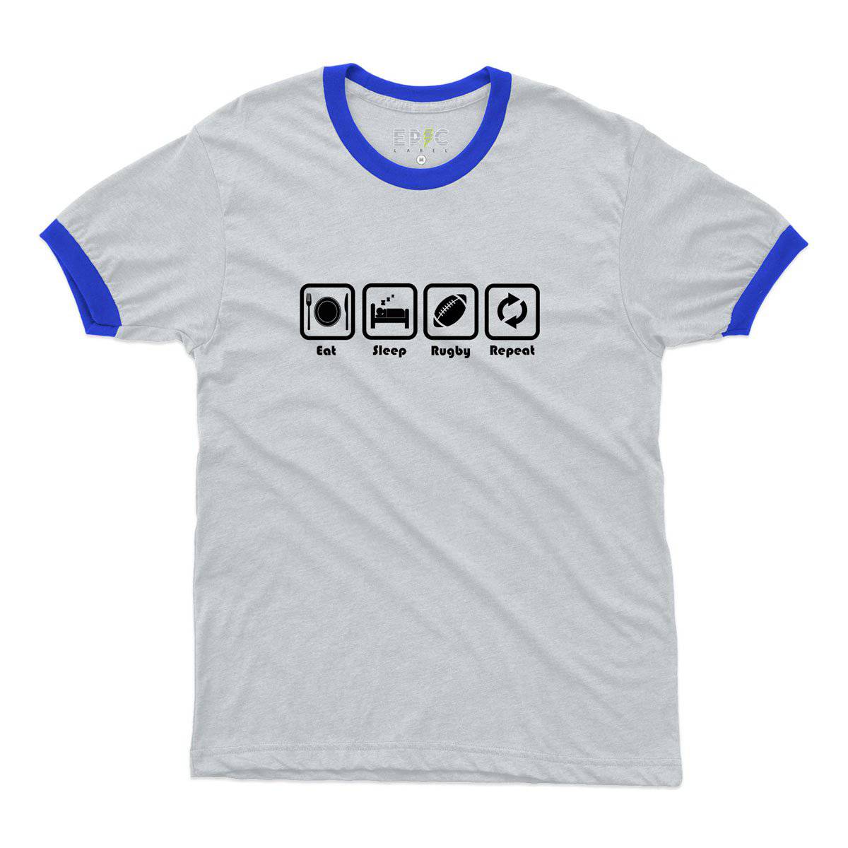 Epic Label Tshirt Eat Sleep Rugby Repeat Ringer T-Shirt Pour Homme