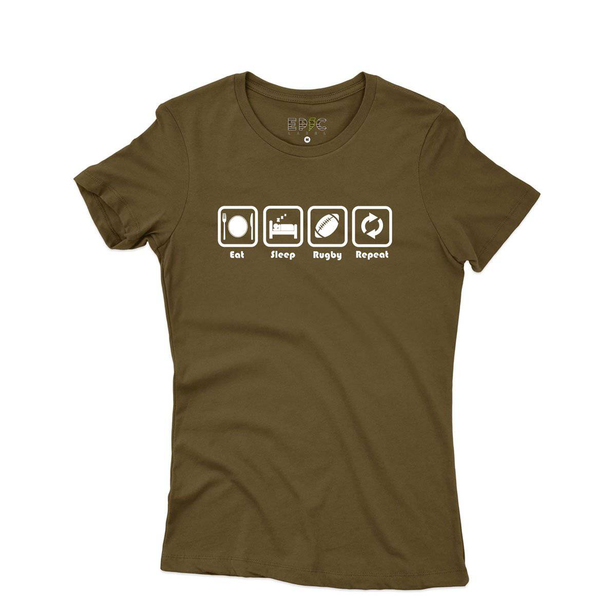 Epic Label Tshirt Eat Sleep Rugby Repeat T-Shirt Pour Femme