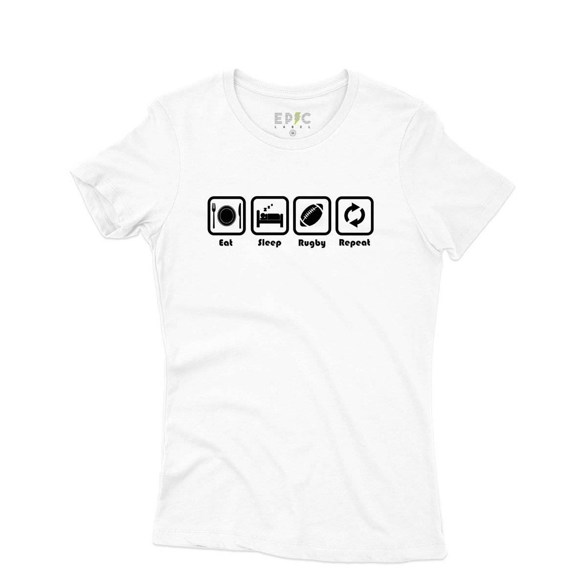 Epic Label Tshirt Eat Sleep Rugby Repeat T-Shirt Pour Femme
