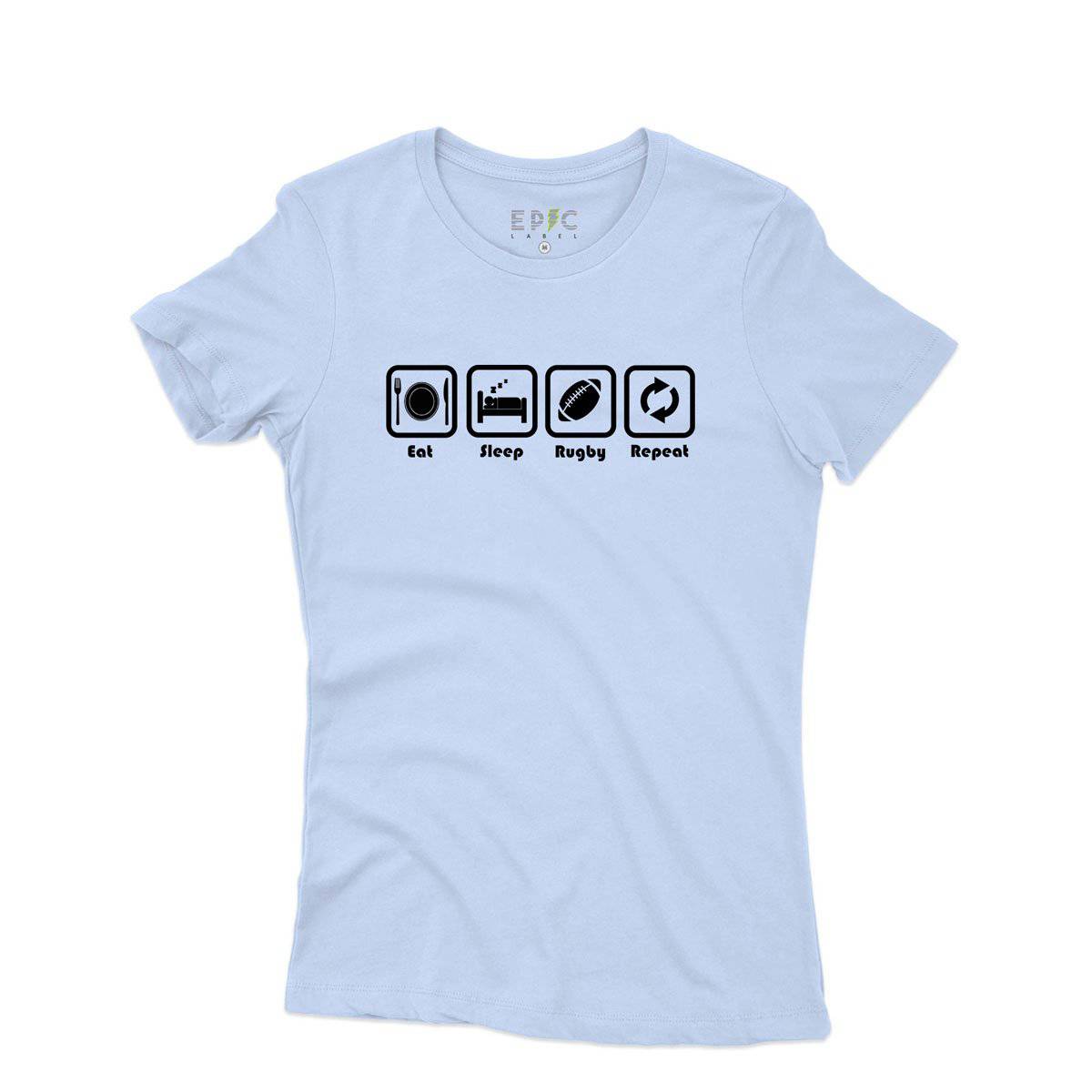 Epic Label Tshirt Eat Sleep Rugby Repeat T-Shirt Pour Femme
