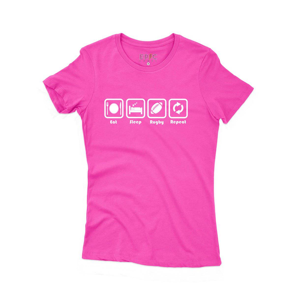 Epic Label Tshirt Eat Sleep Rugby Repeat T-Shirt Pour Femme