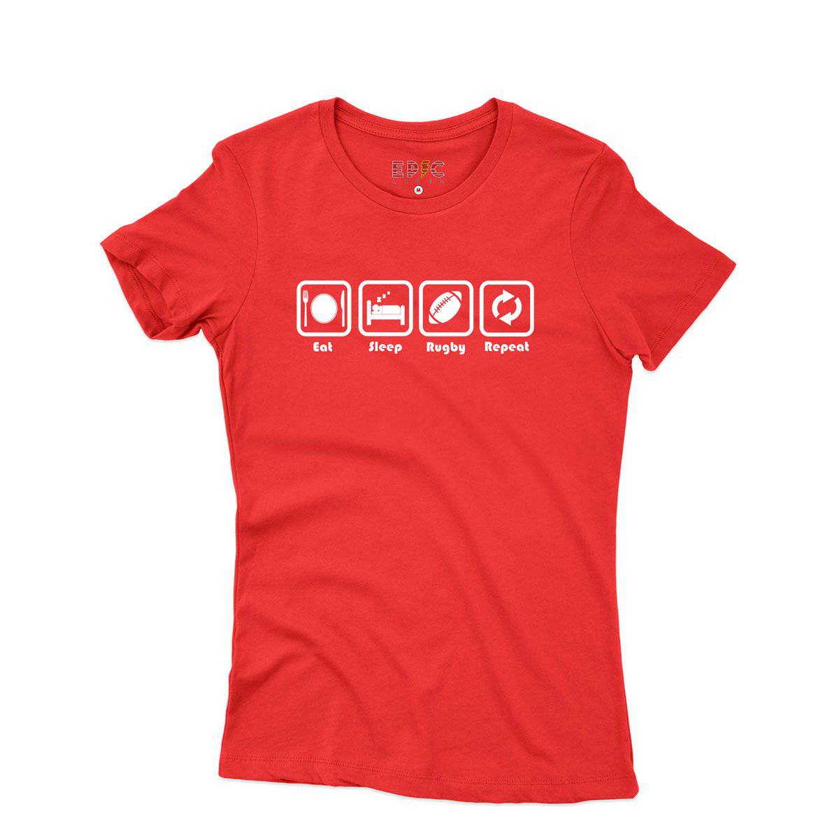 Epic Label Tshirt Eat Sleep Rugby Repeat T-Shirt Pour Femme
