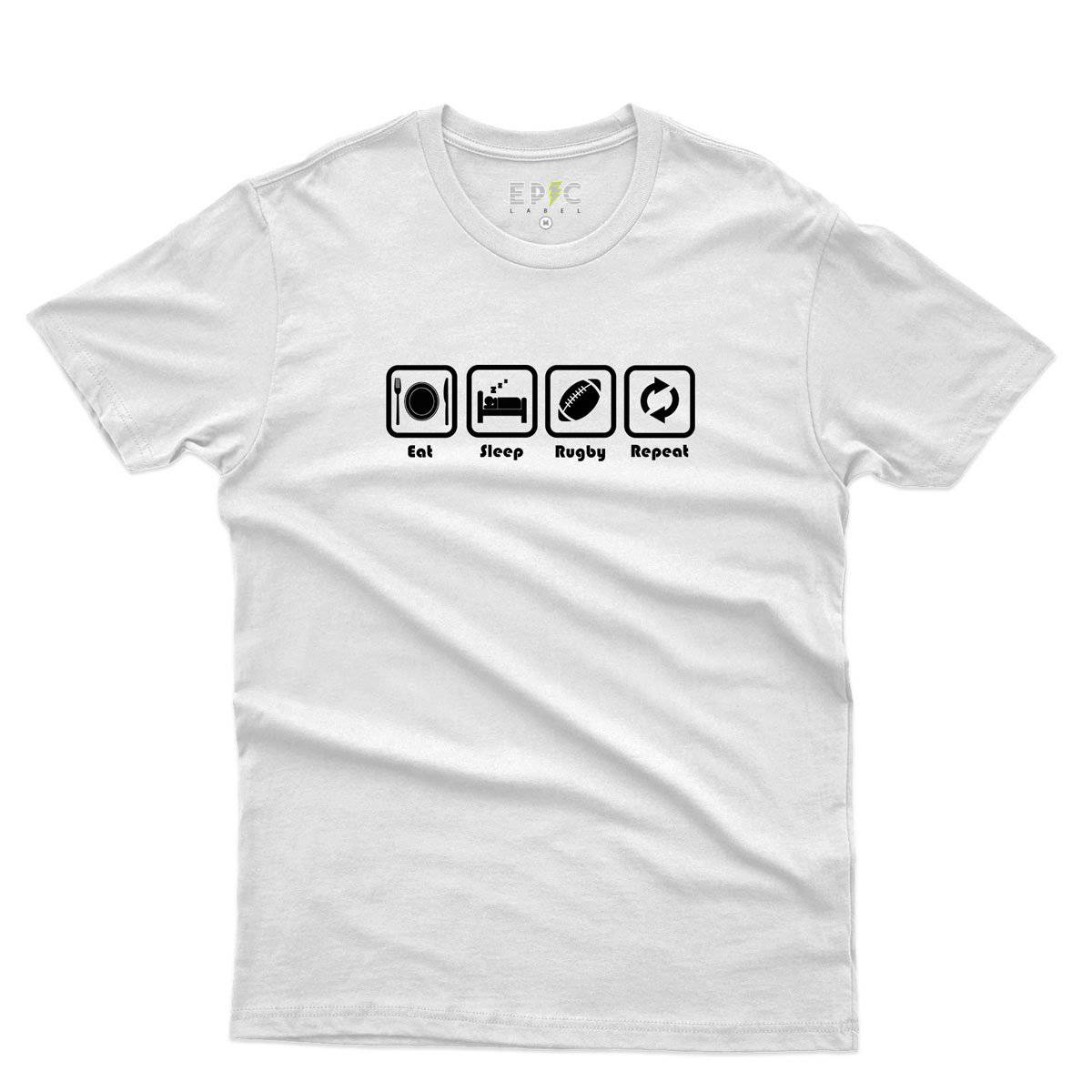 Epic Label Tshirt Eat Sleep Rugby Repeat T-Shirt Pour Homme