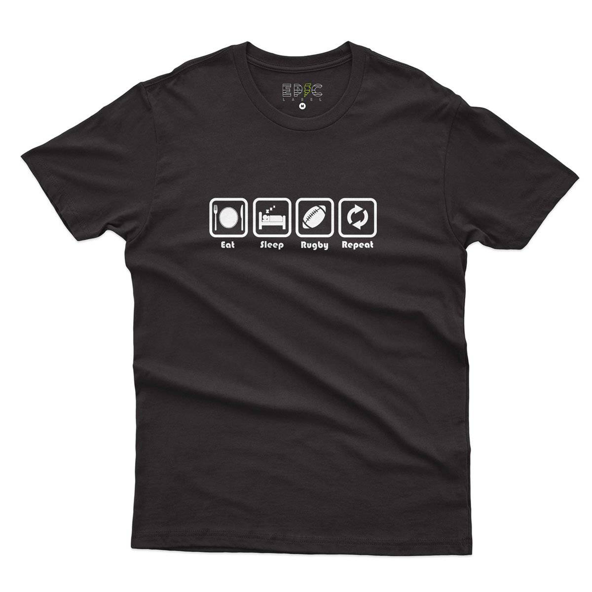Epic Label Tshirt Eat Sleep Rugby Repeat T-Shirt Pour Homme
