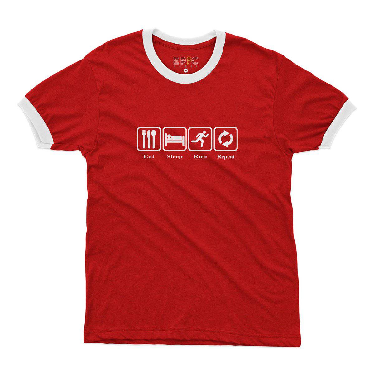 Epic Label Tshirt Eat Sleep Run Repeat Ringer T-Shirt Pour Homme