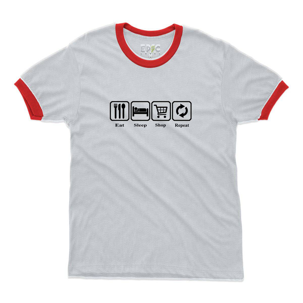 Epic Label Tshirt Eat Sleep Shop Repeat Ringer T-Shirt Pour Homme