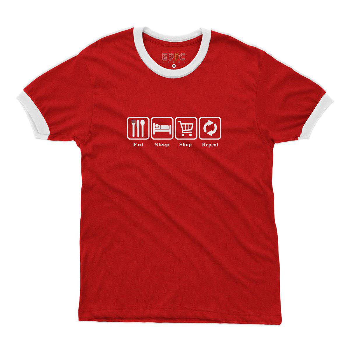 Epic Label Tshirt Eat Sleep Shop Repeat Ringer T-Shirt Pour Homme