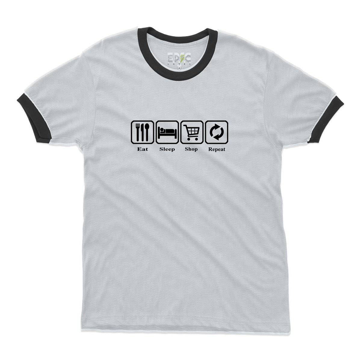Epic Label Tshirt Eat Sleep Shop Repeat Ringer T-Shirt Pour Homme