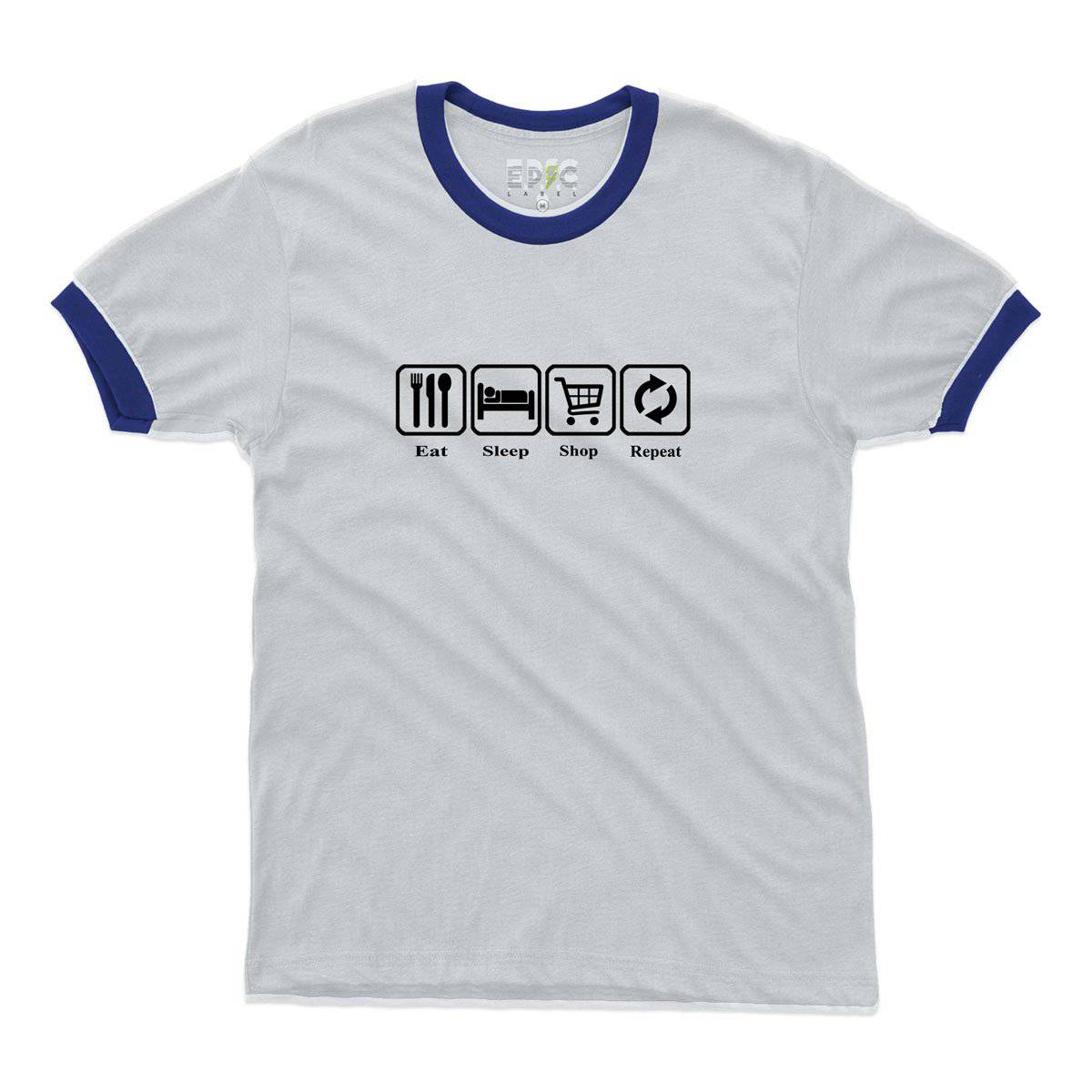 Epic Label Tshirt Eat Sleep Shop Repeat Ringer T-Shirt Pour Homme