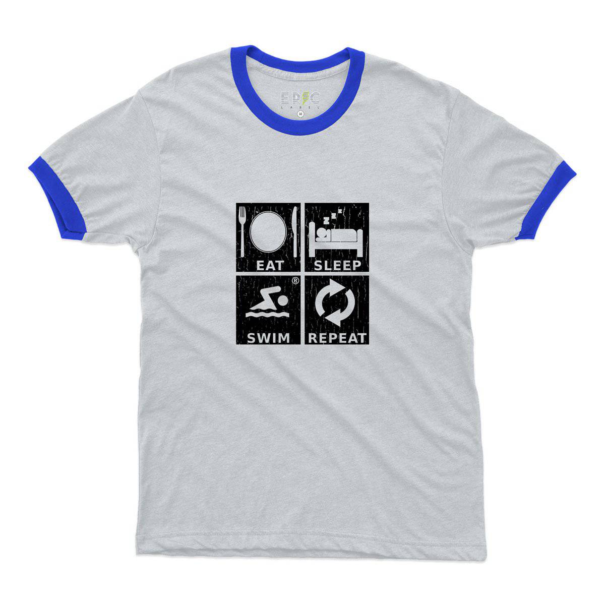 Epic Label Tshirt Eat Sleep Swim Repeat Ringer T-Shirt Pour Homme