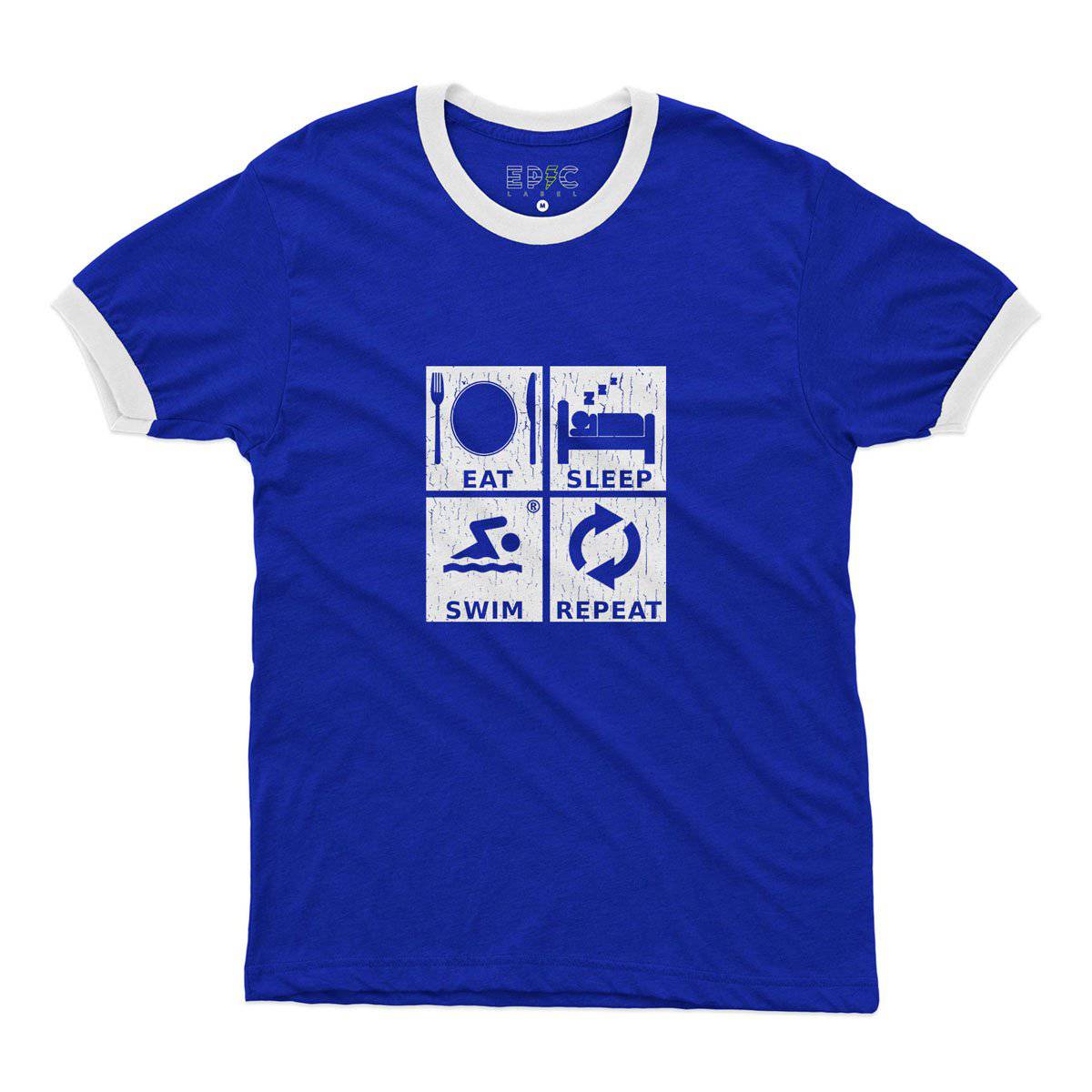 Epic Label Tshirt Eat Sleep Swim Repeat Ringer T-Shirt Pour Homme