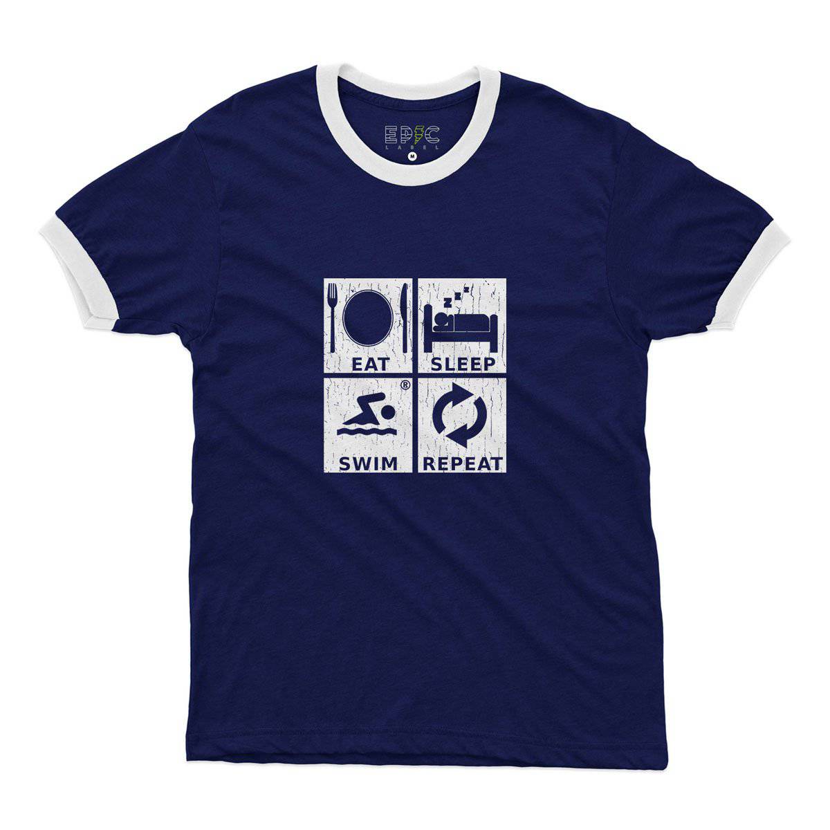 Epic Label Tshirt Eat Sleep Swim Repeat Ringer T-Shirt Pour Homme