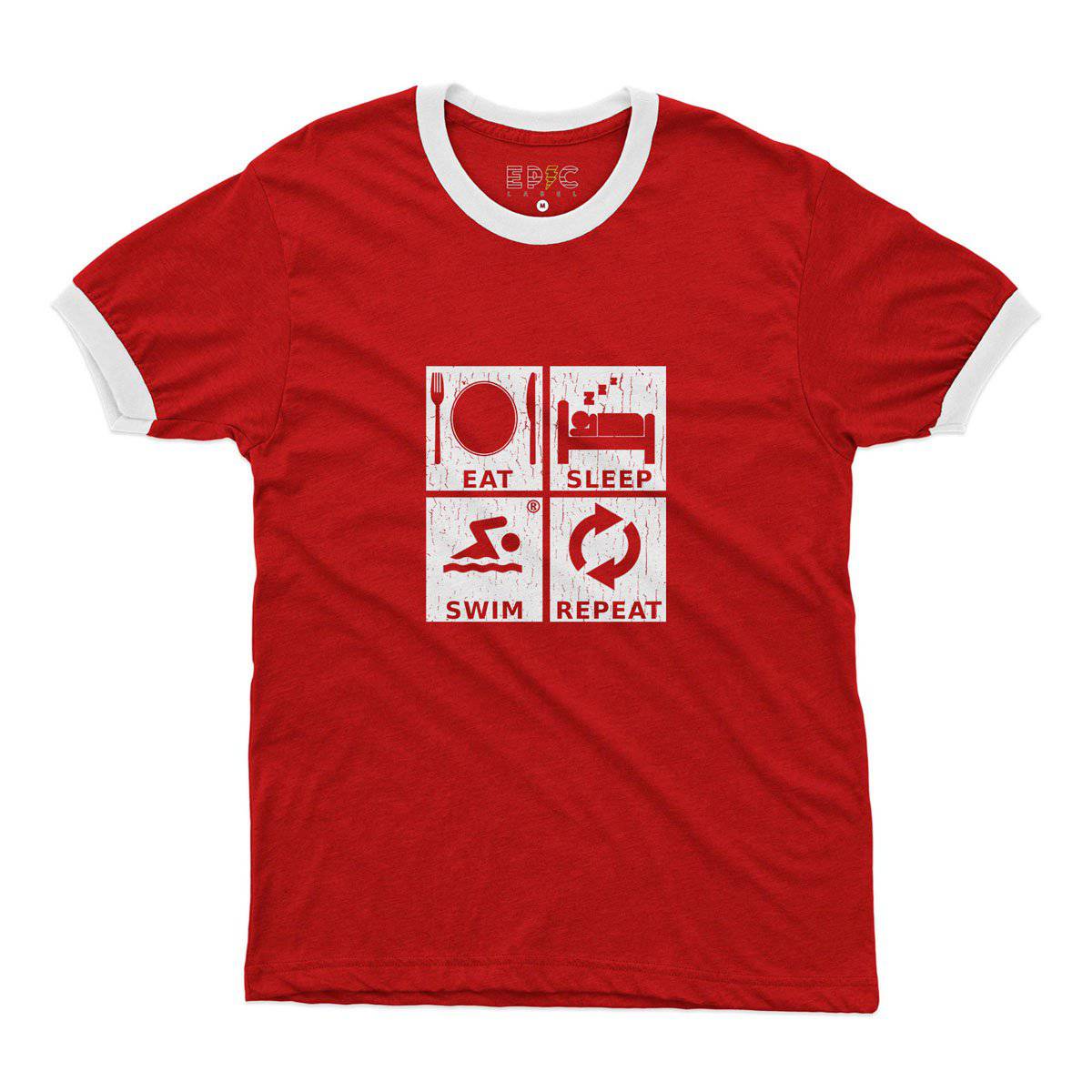 Epic Label Tshirt Eat Sleep Swim Repeat Ringer T-Shirt Pour Homme