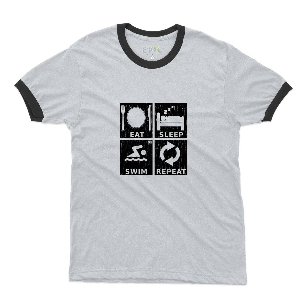 Epic Label Tshirt Eat Sleep Swim Repeat Ringer T-Shirt Pour Homme