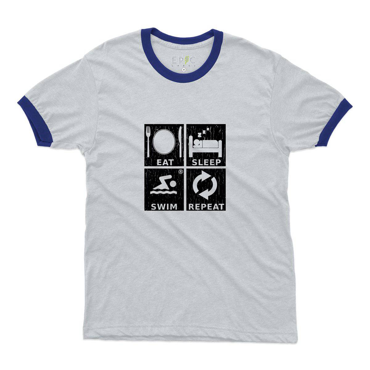 Epic Label Tshirt Eat Sleep Swim Repeat Ringer T-Shirt Pour Homme