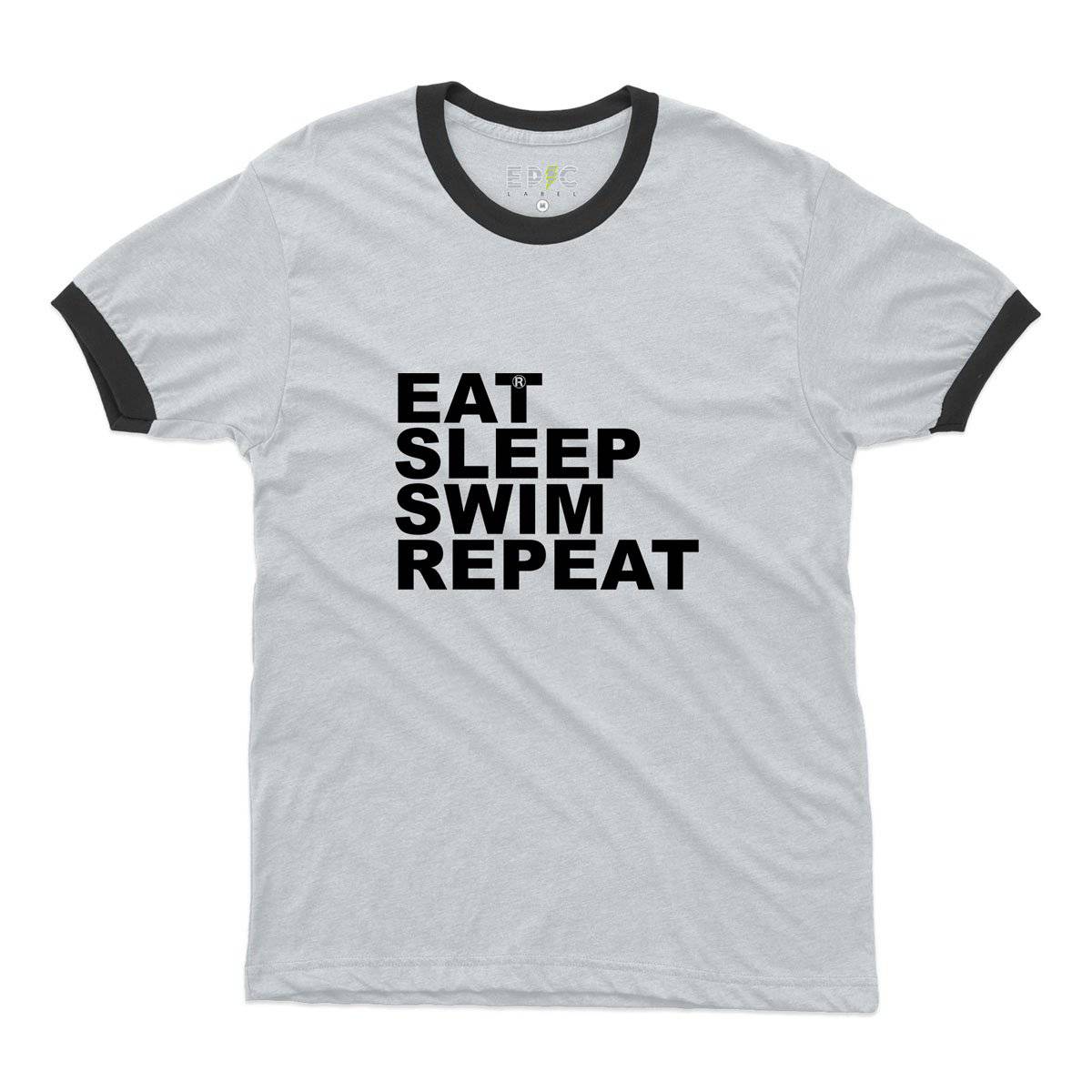 Epic Label Tshirt Eat Sleep Swim Repeat Ringer T-Shirt Pour Homme